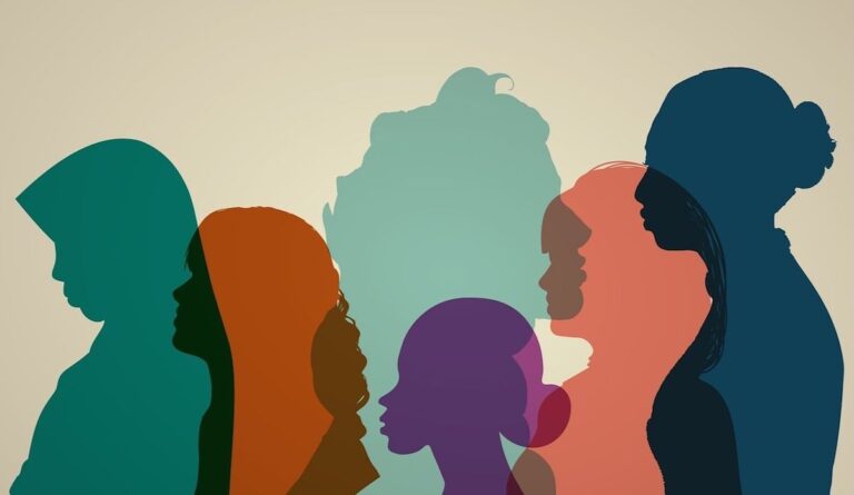 Drawing of women in profile